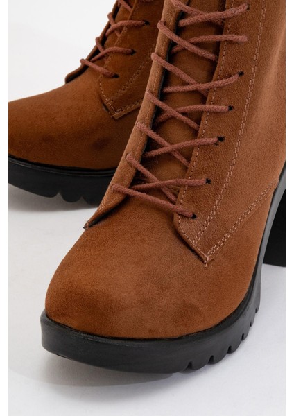 Bağcıklı Kadın Topuklu Bot TABA SÜET modelleri