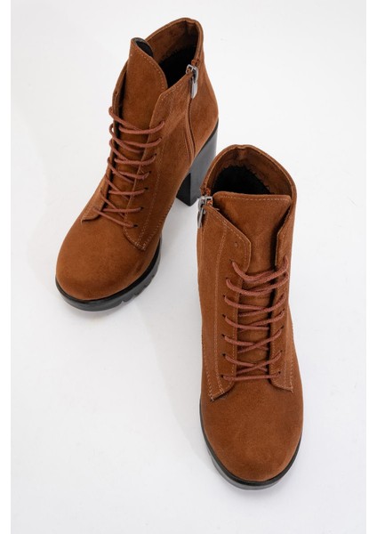 Bağcıklı Kadın Topuklu Bot TABA SÜET indirimleri