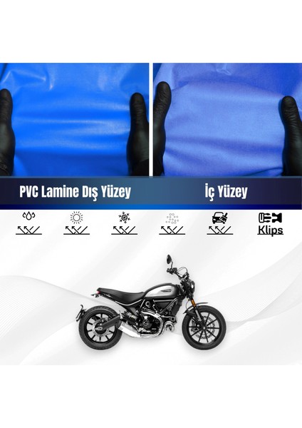 Ducati Scrambler Icon Motosiklet Brandası Su Geçirmez Branda Mavi Branda Motor Branda