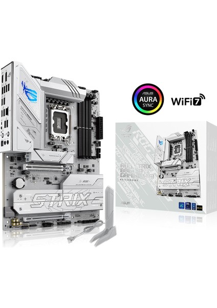 Rog Strıx B860-A Gamıng Wıfı Intel B860 LGA1851 Ddr5 9066 Dp HDMI Type-C 4x M2 Usb3.2 Gen 2x2 Wifi 7 + Bt Aura Rgb 2.5gbit Lan Atx 14+1+2+1 Güç Aşamaları, 1xgen5 M.2, Asus Aı Advisor