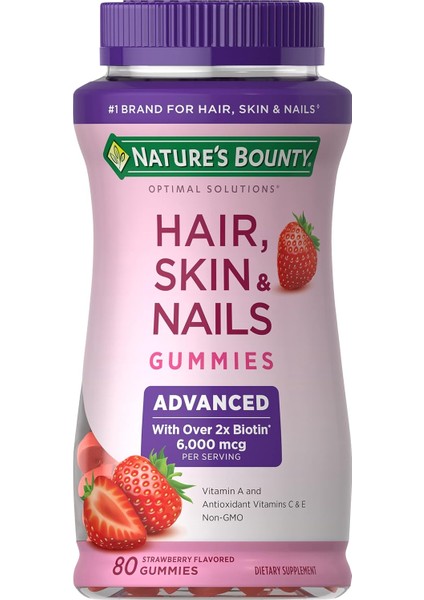 Optimal Solutions Advanced Hair, Skin, Nails, 80 Gummies