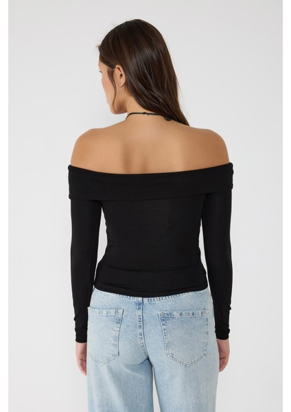 %95 Pamuk Düşük Omuz Body