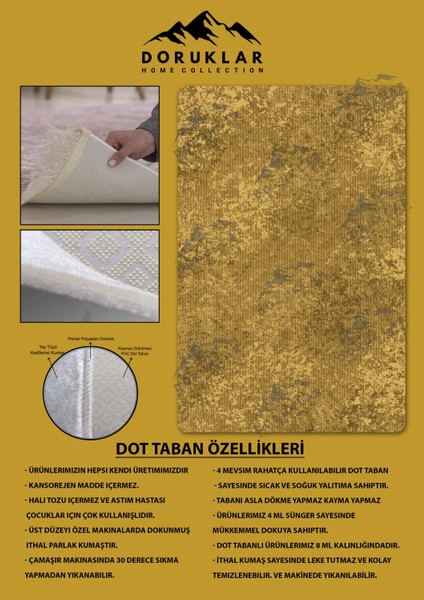 Kaymaz Taban Yıkanabilir Dijital Baskı Dekoratif Modern Desenli Dot Taban Halı Nova Serisi NV58