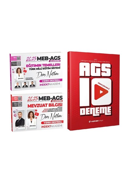 2025 Meb-Ags Akademisi Eğitimin Temelleri / Mevzuat Bilgisi Ders Notları / 10 Deneme 3 Lü Set
