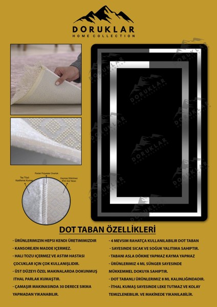 Kaymaz Taban Yıkanabilir Dijital Baskı Dekoratif Modern Desenli Dot Taban Halı Nova Serisi NV51
