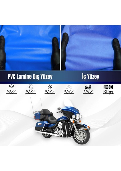 Harley Davidson Flhtk Electra Glide Ultra Motosiklet Brandası Su Geçirmez Branda Mavi Motor Branda