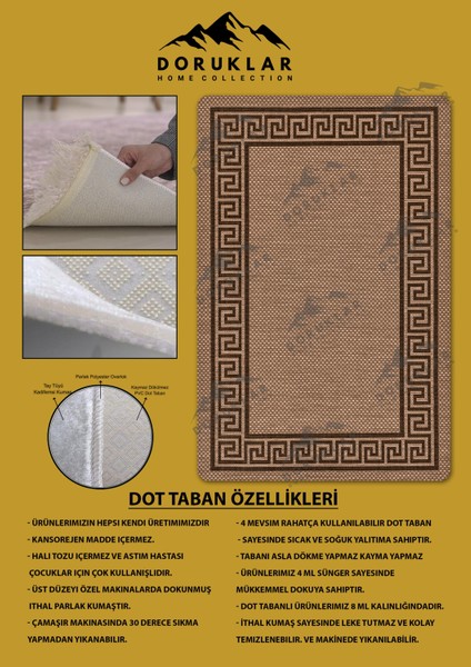 Kaymaz Taban Yıkanabilir Dijital Baskı Dekoratif Modern Desenli Dot Taban Halı Nova Serisi NV44 fiyatları