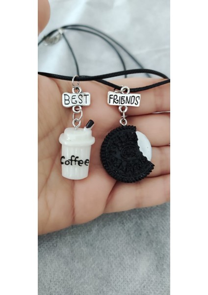 Best Friend Kolye 2 Li Arkadaşlık Kolyesi Bff Kolye Kahve Bisküvi Kolye Iki Adet Arkadaş Kolye