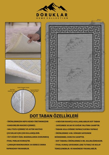 Kaymaz Taban Yıkanabilir Dijital Baskı Dekoratif Modern Desenli Dot Taban Halı Nova Serisi NV43 fiyatları