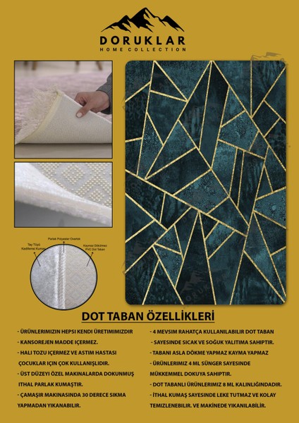 Kaymaz Taban Yıkanabilir Dijital Baskı Dekoratif Modern Desenli Dot Taban Halı Nova Serisi NV45
