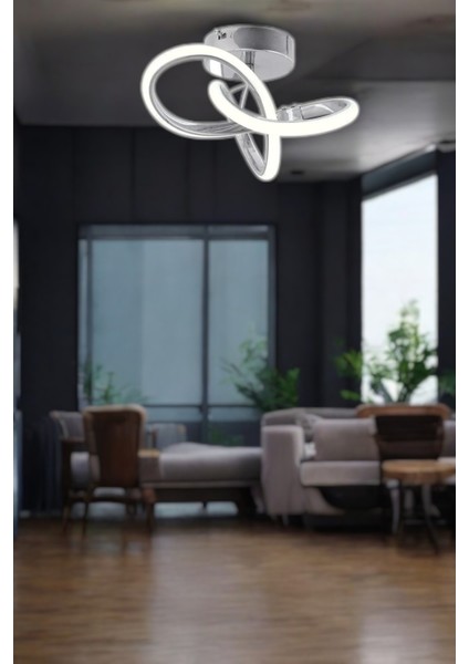 Elegance Modern Plafonyer Power LED Avize Beyaz Işık- Gri Kasa