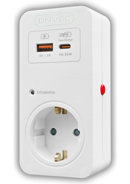 Basic Usb/Type-c 20W Hızlı Şarjlı Akım ve Şok Korumalı Priz 720 Joule