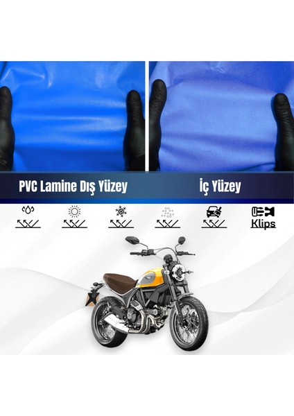 Ducati Scrambler Classic Motosiklet Brandası Su Geçirmez Branda Mavi Branda Motor Branda