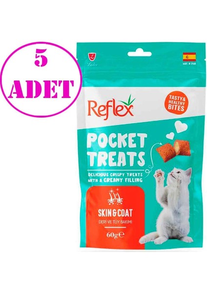 Pocket Treats Kedi Ödül Maması Deri ve Tüy Bakımı Destekleyici 60 gr 5 Adet