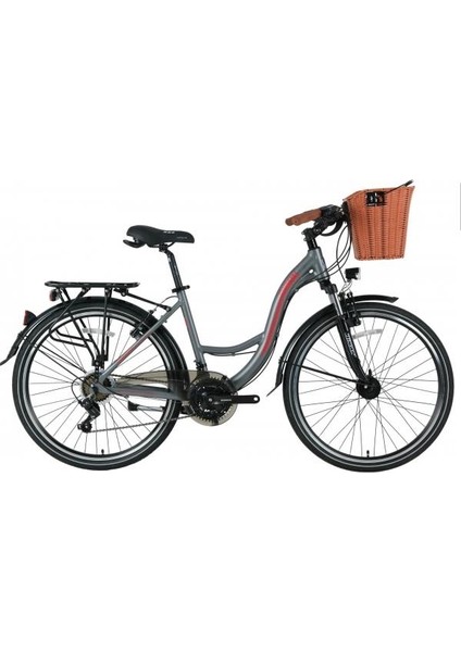 Sandy 26 Jant 21 Vites 43 cm Gri Kırmızı Şehir Bisikleti