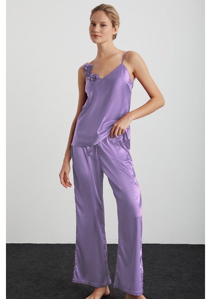 Rose Saten Pantolon