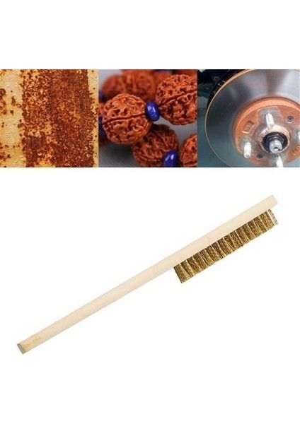 Metal Telli Fırça Ahşap Saplı Pas Kir Sökme Temizleme Fırçası