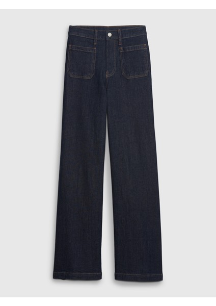 Kadın Lacivert High Rise Stride Wide-Leg Jean Pantolon fiyatları