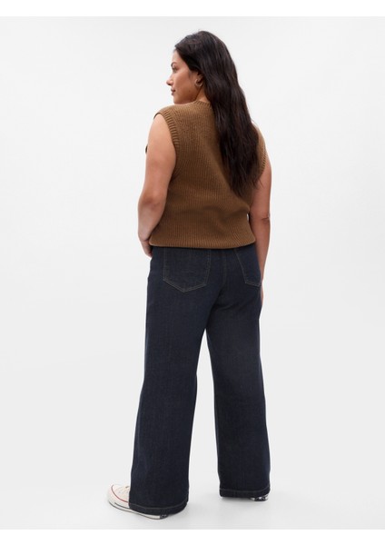 Kadın Lacivert High Rise Stride Wide-Leg Jean Pantolon modelleri