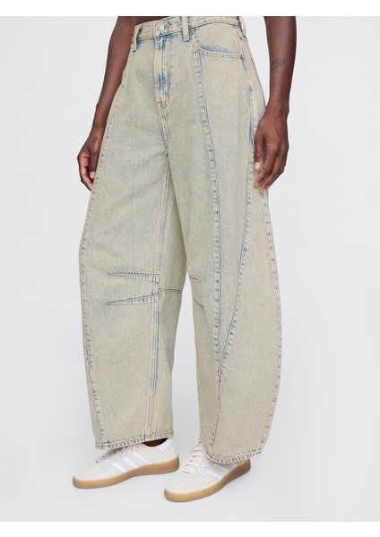 Kadın Bej High Rise Horseshoe Jean Pantolon fiyatları