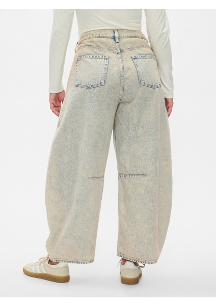 Kadın Bej High Rise Horseshoe Jean Pantolon fırsatları