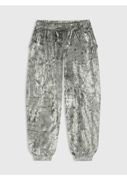 Kız Çocuk Yeşil Kadife Paraşüt Pantolon