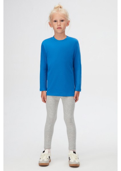 Saks Basic Unisex Çocuk Kışlık Sıfır Yaka Uzun Kollu Tişört