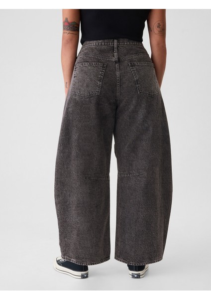 Kadın Siyah High Rise Horseshoe Jean Pantolon fırsatları