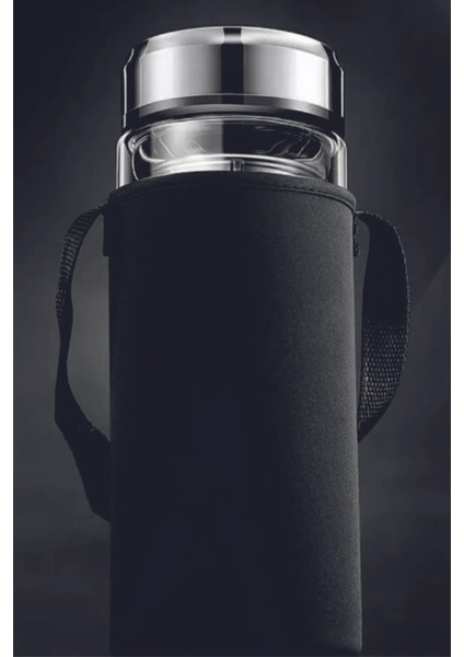 Dijital LED Derece Göstergeli Çift Katmanlı Taşıma Kılıflı Cam Termos 500 ml