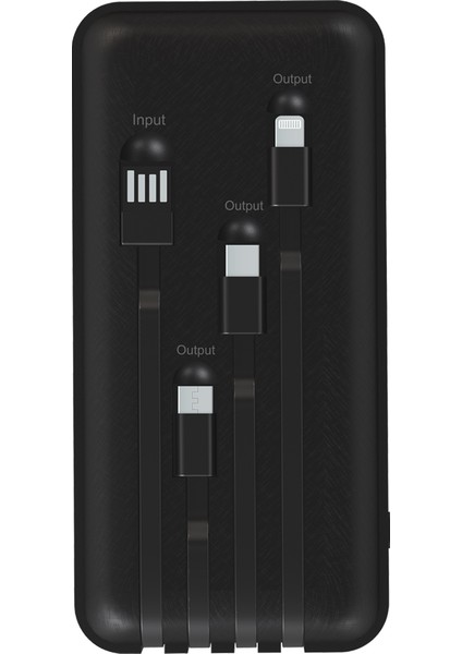 10.000 mAh Quick 22,5W Pd Qc 3.0 Dijital Göstergeli Dahili Çoklu Kablolu Powerbank