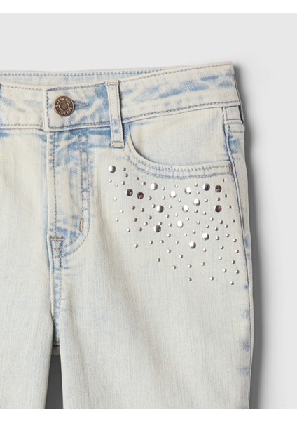 Kız Çocuk Açık Mavi Taş Işlemeli Flare Jean Pantolon fiyatları