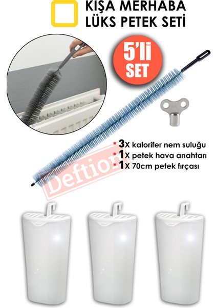 5 Parça Lüks Kışa Merhaba Kalorifer Petek Seti 3x Kalorifer Petek Suluğu 1x Temizleme Fırçası 1x Hava Alma Anahtarı