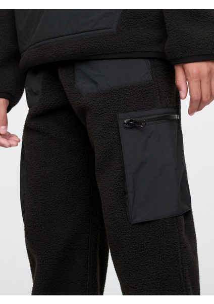 Erkek Çocuk Siyah Sherpa Baggy Pantolon modelleri