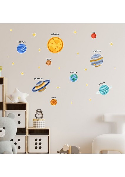 Çocuk Odası Gezegenler ve Yıldızlar Sticker Seti Güneş Sistemi 27 Parça