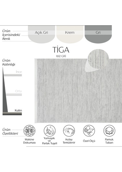 Tiga 1613 Beyaz Halı Yolluk Yumuşak Dokulu Yatak Odası Halısı Dokuma Salon Halısı Antre Koridor Halısı