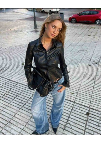 Allbucks Bershka, Vücuda Oturan Suni Deri Gömlek ABBRS1002 fiyatları