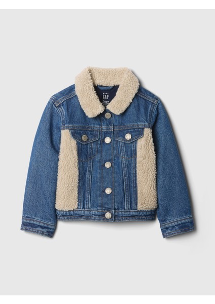 Kız Bebek Lacivert Sherpa Kalp Detaylı Icon Denim Ceket modelleri
