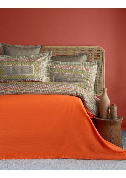 Cıft Kısılık Elegance Baskılı Saten Nevresım Takımı Regına Orange - Nevresım