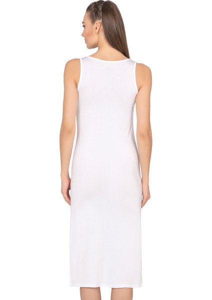 Özkan 27372 Kadın Premium Kumaş Viskon Diz Altı Uzun Esnek Rahat Kalın Askılı Kombinezon Elbise Jüpon Astar fiyatları