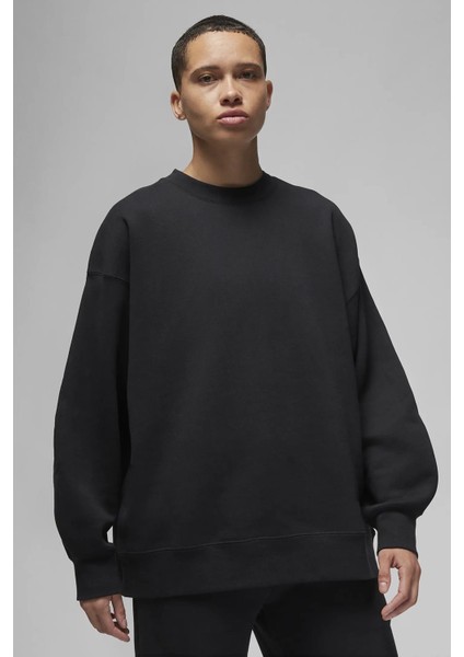 Jordan Jumpman Flight Fleece Crew Oversize Kadın Geniş Kalıp Sweatshirt Siyah