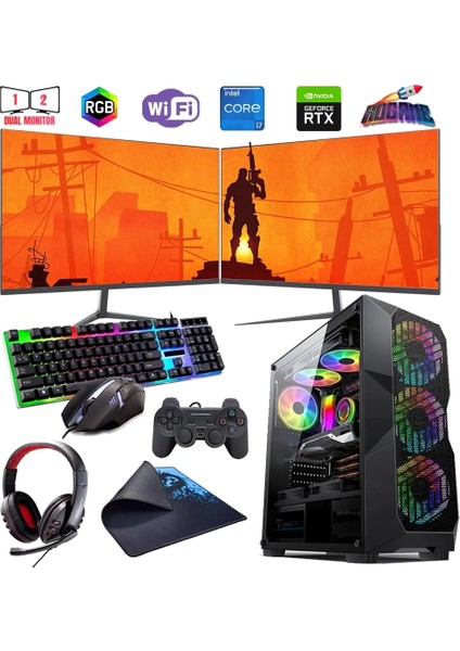 I7 12700F 32GB Ddr4 1tb M2 6gb RTX3050 Çift 24" Monitörlü (Gaming Set)