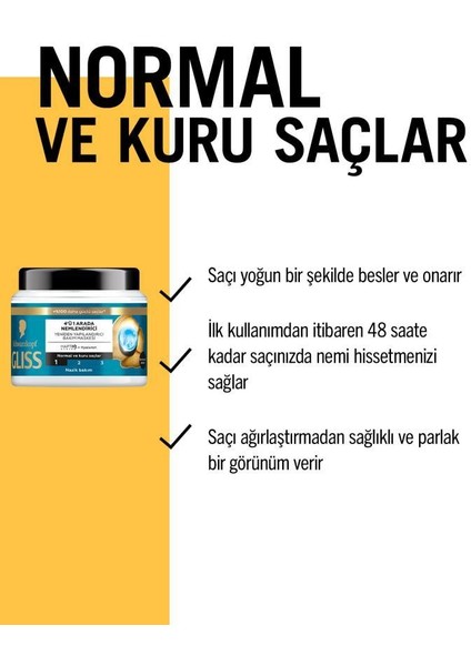4'ü 1 Arada Nemlendirici & Yeniden Yapılandırıcı Saç Bakım Maskesi Aqua 400 Mlx2