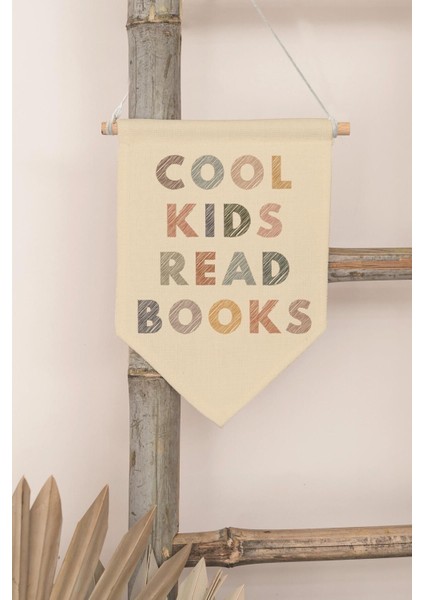 Çocuk Odası Dekor, Duvar Süsü, Ahşap Bebek Odası Dekor, Canvas Flama, Cool Kids Read Books