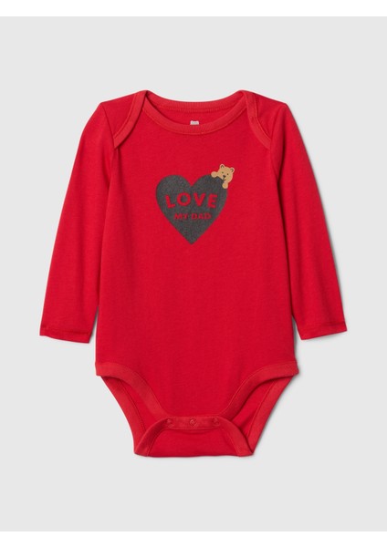 Bebek Kırmızı %100 Organik Pamuk First Favorites Bodysuit