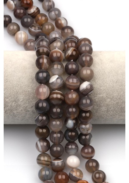 Botswana Akik Doğal Taş Dizi 10 mm Küre Kesim