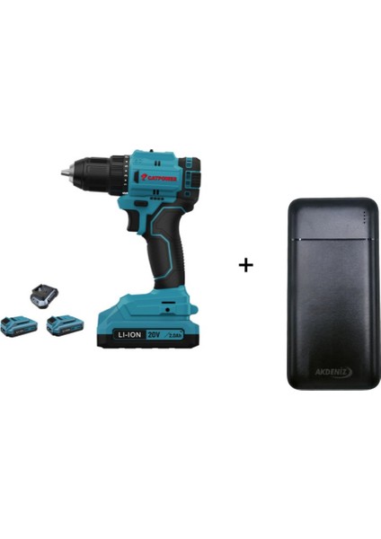 4213 20 V 2 Ah Li-Ion Çift Akülü Darbeli Vidalama + Akdeniz Taşınabilir Şarj Cihazı (Model: S125Q)