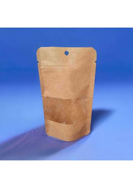 Kraft Pencereli Kilitli Doypack 8.5 x 14.5 x 5 ( 25 Adet )
