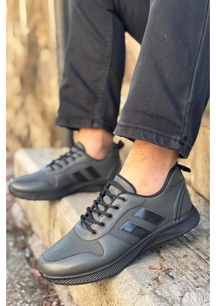 Logan Füme Siyah Ortopedik Günlük Garantili Yürüyüş Koşu Sneaker Spor Ayakkabı LOGAN-7039