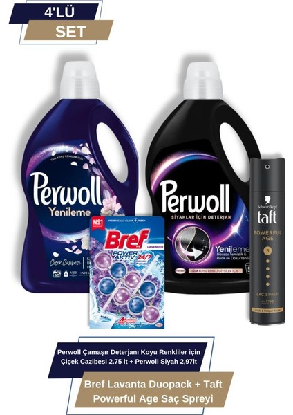 Koyu Renkliler Ç.cazibesi 2.75LT+SIYAH 2,97LT+BREF Lavanta Duopack+Taft Powerful Saç Spreyi