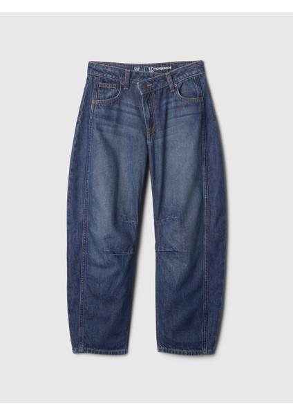 Kız Çocuk Koyu Mavi Horseshoe Jean Pantolon
